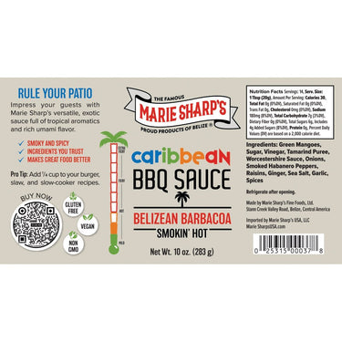 Belizean Barbacoa, Caribbean BBQ, Smokin' Hot, 10 oz (NEW) - Marie Sharp's Company Store